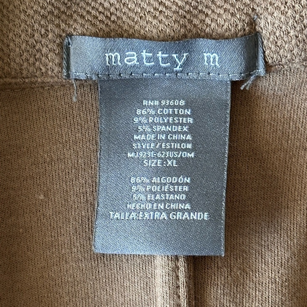Matty M Camel Brown Knit Blazer Jacket – Size XL - Picture 4 of 7
